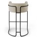 Banqueta Decorativa Fixa Base de Aço Preto Betina D02 Corano Bege C-26- Lyam Decor