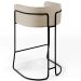Banqueta Decorativa Fixa Base de Aço Preto Betina D02 Corano Bege C-26- Lyam Decor