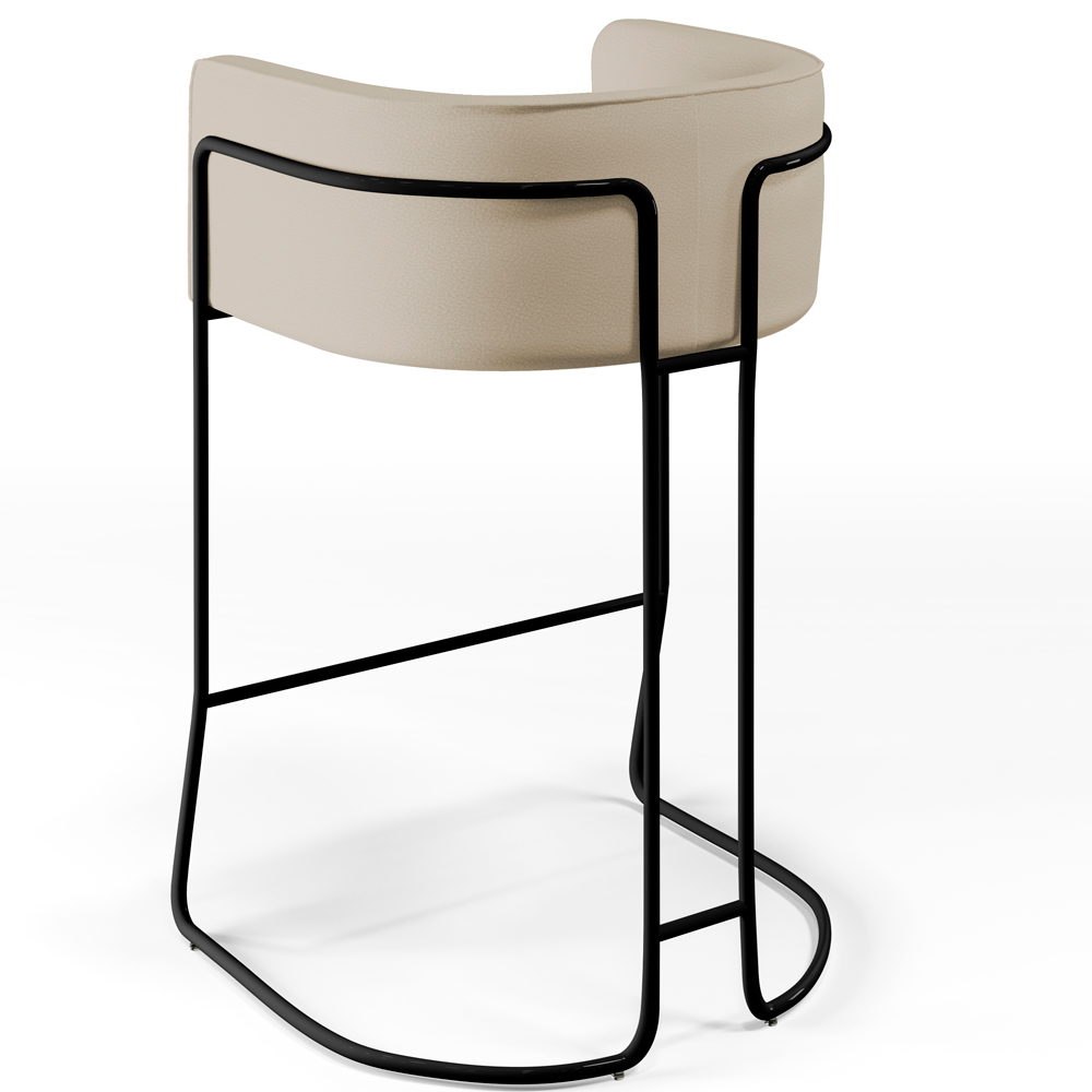 Banqueta Decorativa Fixa Base de Aço Preto Betina D02 Corano Bege C-26- Lyam Decor