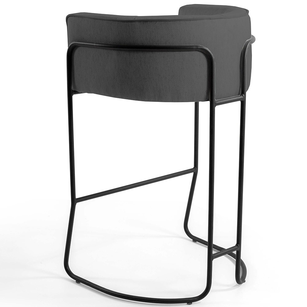 Banqueta Decorativa Fixa Base de Aço Preto Betina D02 Corano Cinza C-03 - Lyam Decor
