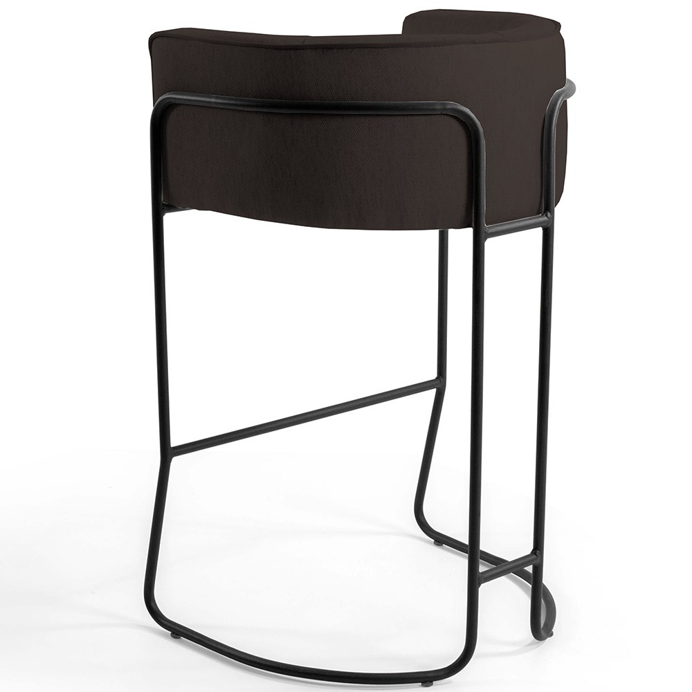 Banqueta Decorativa Fixa Base de Aço Preto Betina D02 Corano Marrom C-34- Lyam Decor