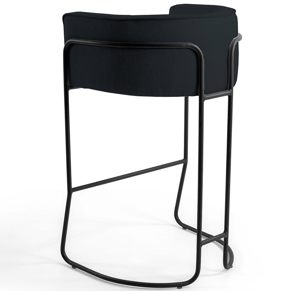 Banqueta Decorativa Fixa Base de Aço Preto Betina D02 Corano Preto C-05 - Lyam Decor