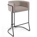 Banqueta Decorativa Fixa Base de Aço Preto Betina D02 Linho Bege C-107 - Lyam Decor