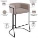 Banqueta Decorativa Fixa Base de Aço Preto Betina D02 Linho Bege C-107 - Lyam Decor