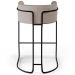 Banqueta Decorativa Fixa Base de Aço Preto Betina D02 Linho Bege C-107 - Lyam Decor