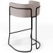 Banqueta Decorativa Fixa Base de Aço Preto Betina D02 Linho Bege C-107 - Lyam Decor