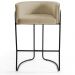Banqueta Decorativa Fixa Base de Aço Preto Betina D02 Linho Bege C-129 - Lyam Decor