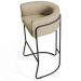 Banqueta Decorativa Fixa Base de Aço Preto Betina D02 Linho Bege C-129 - Lyam Decor