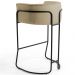 Banqueta Decorativa Fixa Base de Aço Preto Betina D02 Linho Bege C-129 - Lyam Decor