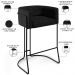 Banqueta Decorativa Fixa Base de Aço Preto Betina D02 Linho Chumbo D-465 - Lyam Decor