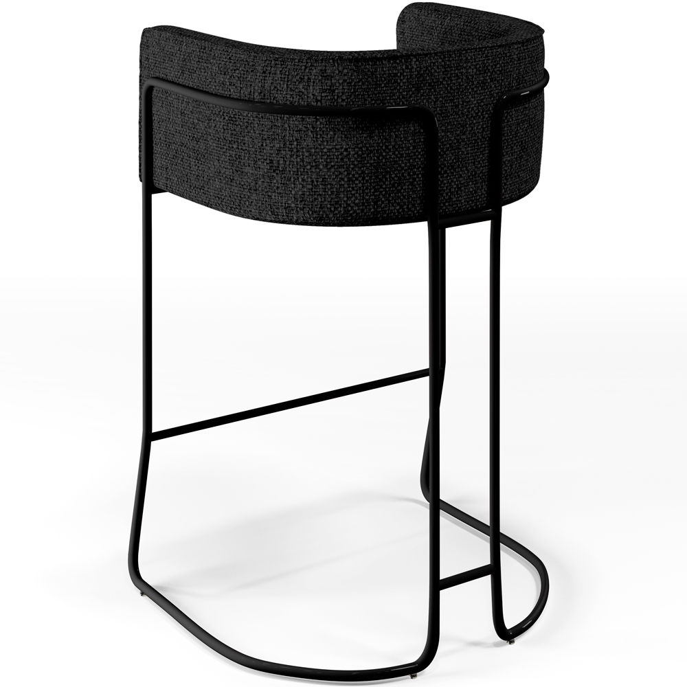 Banqueta Decorativa Fixa Base de Aço Preto Betina D02 Linho Chumbo D-465 - Lyam Decor