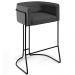 Banqueta Decorativa Fixa Base de Aço Preto Betina D02 Linho Cinza C-416 - Lyam Decor