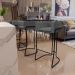 Banqueta Decorativa Fixa Base de Aço Preto Betina D02 Linho Cinza C-416 - Lyam Decor