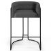 Banqueta Decorativa Fixa Base de Aço Preto Betina D02 Linho Cinza C-416 - Lyam Decor