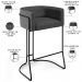 Banqueta Decorativa Fixa Base de Aço Preto Betina D02 Linho Cinza C-416 - Lyam Decor