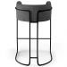 Banqueta Decorativa Fixa Base de Aço Preto Betina D02 Linho Cinza C-416 - Lyam Decor