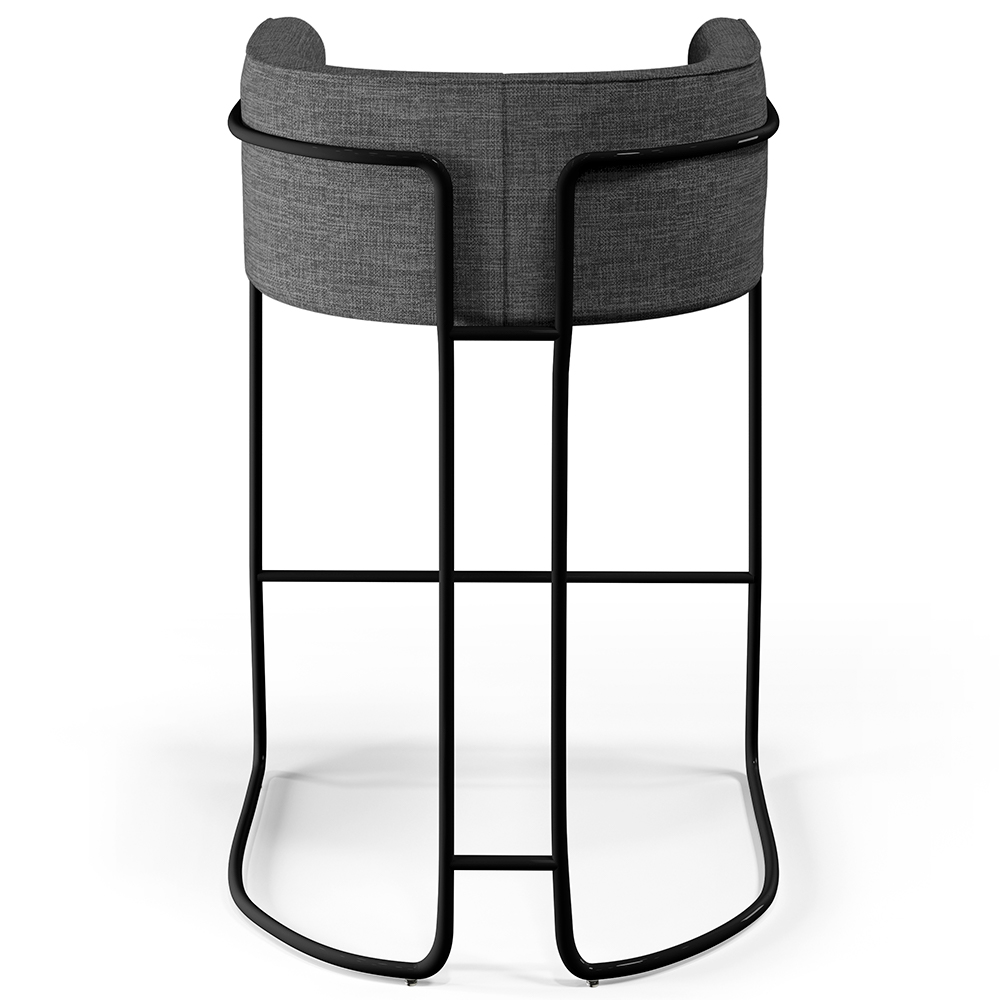 Banqueta Decorativa Fixa Base de Aço Preto Betina D02 Linho Cinza C-416 - Lyam Decor