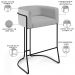 Banqueta Decorativa Fixa Base de Aço Preto Betina D02 Linho Cinza D-315 - Lyam Decor