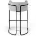 Banqueta Decorativa Fixa Base de Aço Preto Betina D02 Linho Cinza D-315 - Lyam Decor