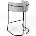 Banqueta Decorativa Fixa Base de Aço Preto Betina D02 Linho Cinza D-315 - Lyam Decor