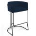 Banqueta Decorativa Fixa Base de Aço Preto Betina D02 Veludo Azul Oxford C-304 - Lyam Decor