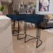 Banqueta Decorativa Fixa Base de Aço Preto Betina D02 Veludo Azul Oxford C-304 - Lyam Decor