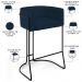 Banqueta Decorativa Fixa Base de Aço Preto Betina D02 Veludo Azul Oxford C-304 - Lyam Decor