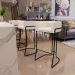 Banqueta Decorativa Fixa Base de Aço Preto Betina D02 Veludo Bege C-309 - Lyam Decor