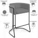 Banqueta Decorativa Fixa Base de Aço Preto Betina D02 Veludo Cinza C-317 - Lyam Decor
