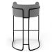 Banqueta Decorativa Fixa Base de Aço Preto Betina D02 Veludo Cinza C-317 - Lyam Decor