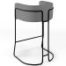 Banqueta Decorativa Fixa Base de Aço Preto Betina D02 Veludo Cinza C-317 - Lyam Decor
