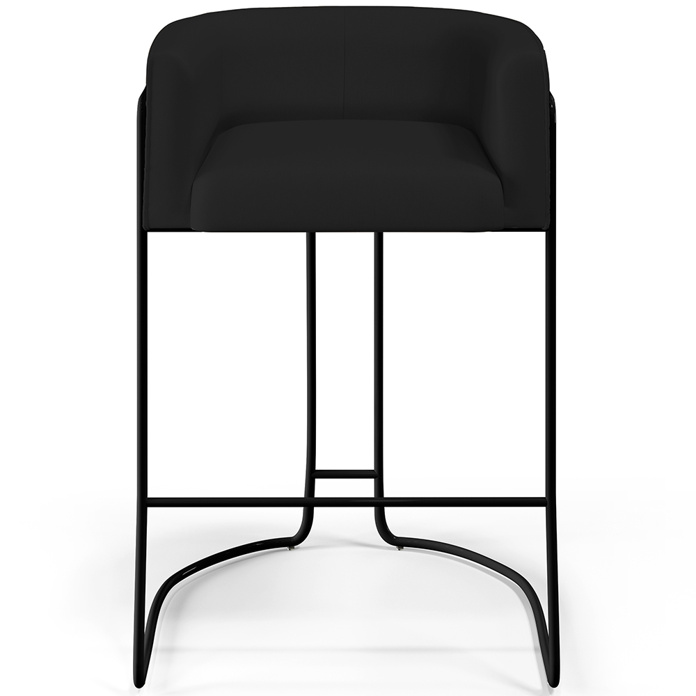 Banqueta Decorativa Fixa Base de Aço Preto Betina D02 Veludo Preto C-300 - Lyam Decor