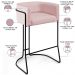 Banqueta Decorativa Fixa Base de Aço Preto Betina D02 Veludo Rosê C-305 - Lyam Decor