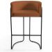 Banqueta Decorativa Fixa Base de Aço Preto Betina D02 Veludo Telha C-262 - Lyam Decor