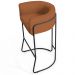 Banqueta Decorativa Fixa Base de Aço Preto Betina D02 Veludo Telha C-262 - Lyam Decor
