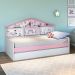 Bicama Infantil Com Casa De Boneca Quarto Anna Led P04 Branco Rosa - Lyam Decor
