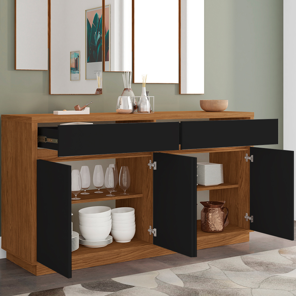 Buffet Para Sala de Jantar Ana N01 Ypê Preto - Lyam Decor