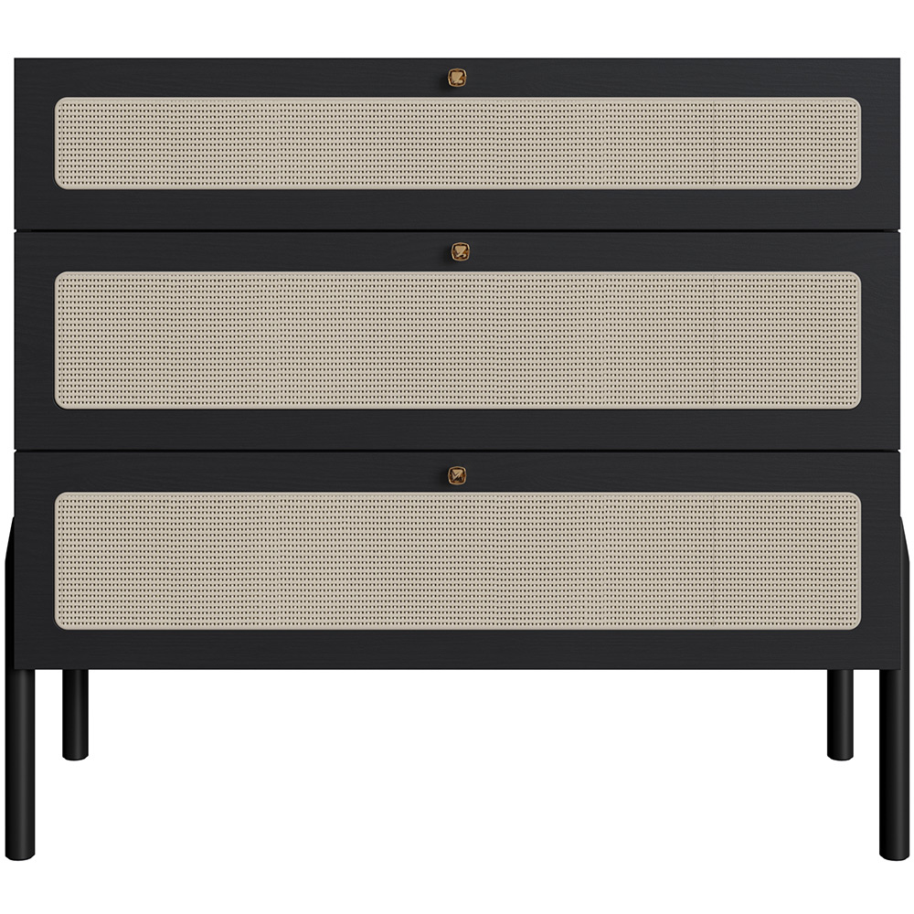Cômoda Com 03 Gavetas Para Quarto Closet Pés Madeira Moss A03 Nero Preto - Lyam Decor