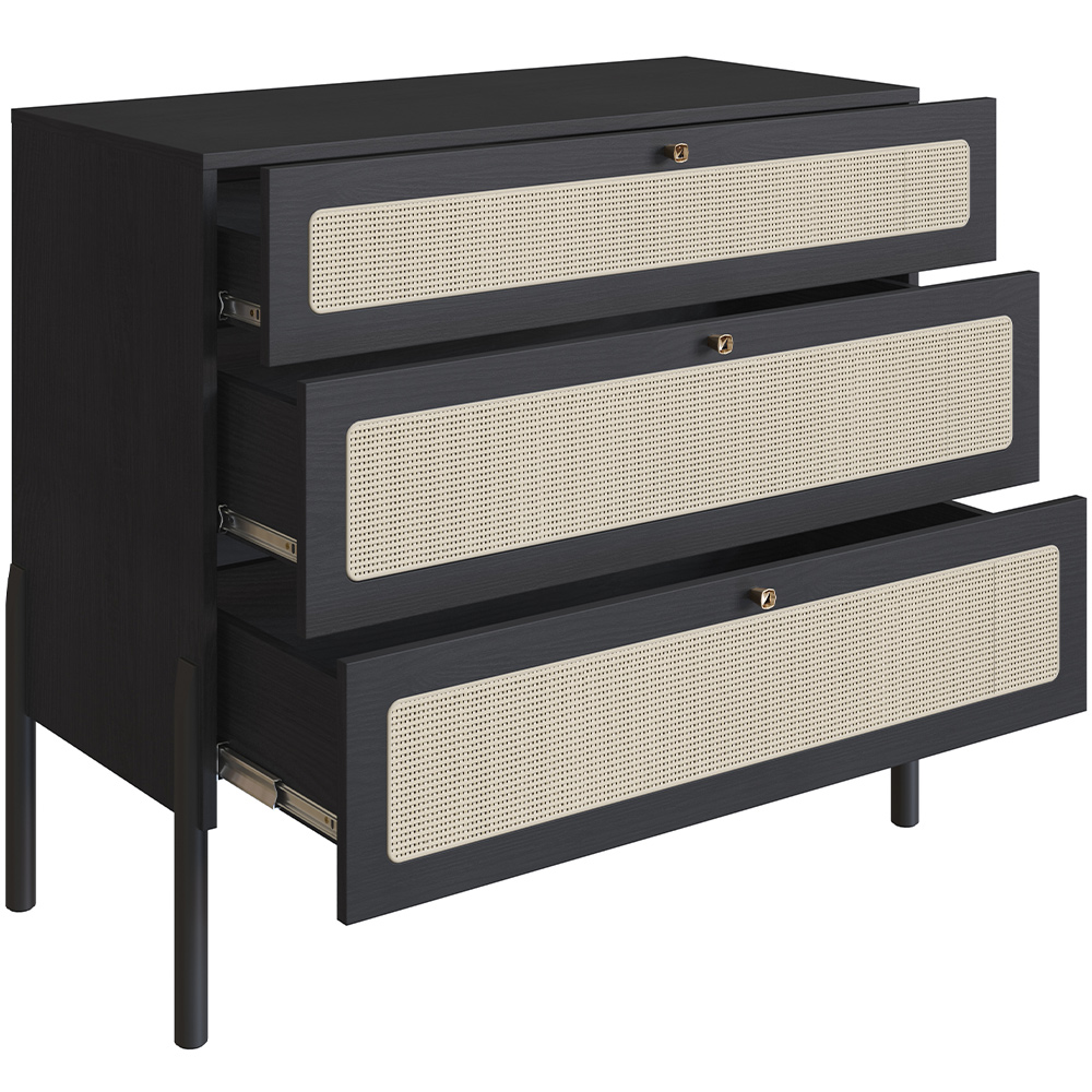 Cômoda Com 03 Gavetas Para Quarto Closet Pés Madeira Moss A03 Nero Preto - Lyam Decor