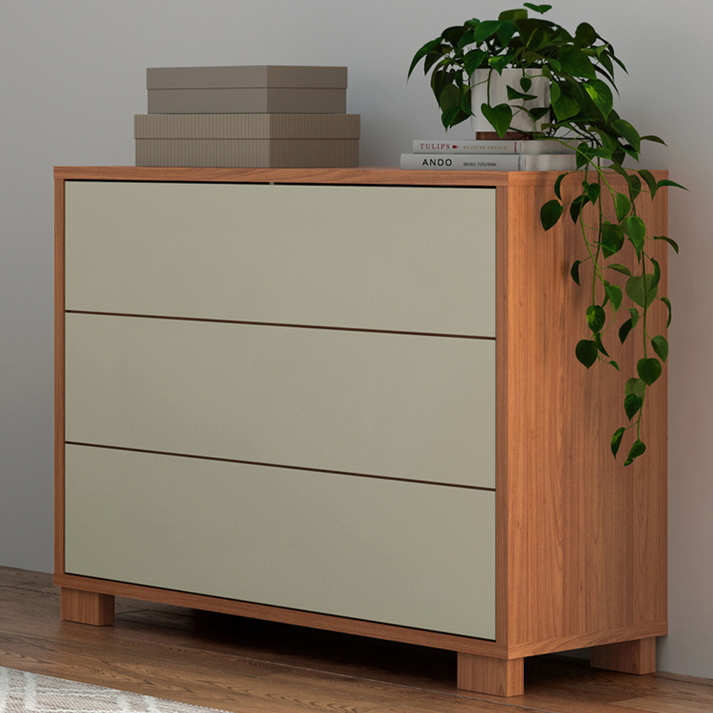 Cômoda Para Quarto 3 Gavetas 105cm Click D03 Freijó Off White - Lyam Decor