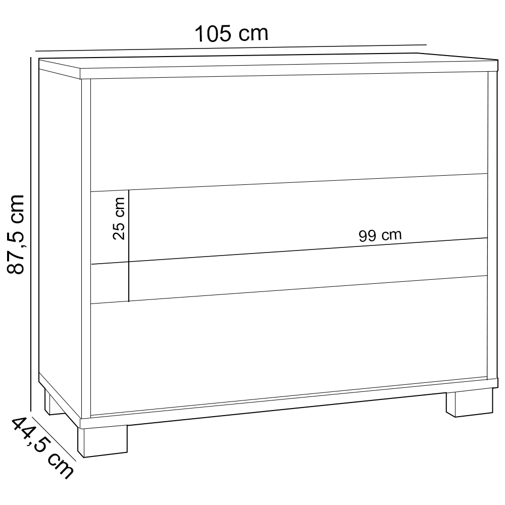 Cômoda Para Quarto 3 Gavetas 105cm Click D03 Freijó Off White - Lyam Decor