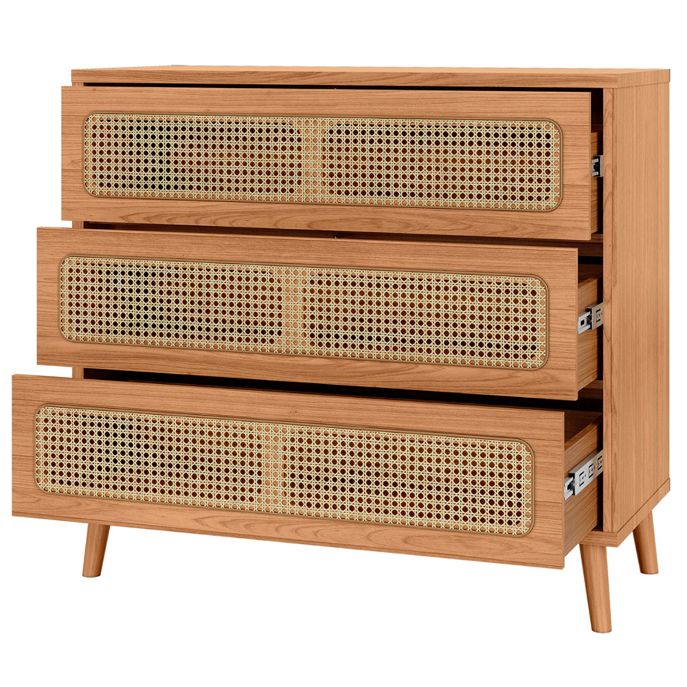 Cômoda Para Quarto 3 Gavetas Com Palha 105cm Pés Retrô Arnoni D03 Freijó - Lyam Decor