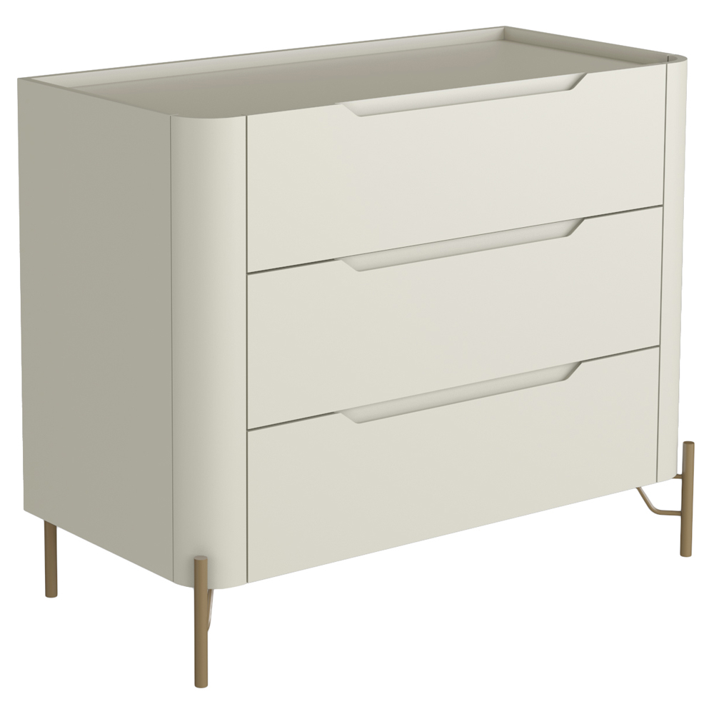 Cômoda Para Quarto Closet Orgânica 3 Gavetas Pés Industrial Dourado Bliss I03 Luna - Lyam Decor
