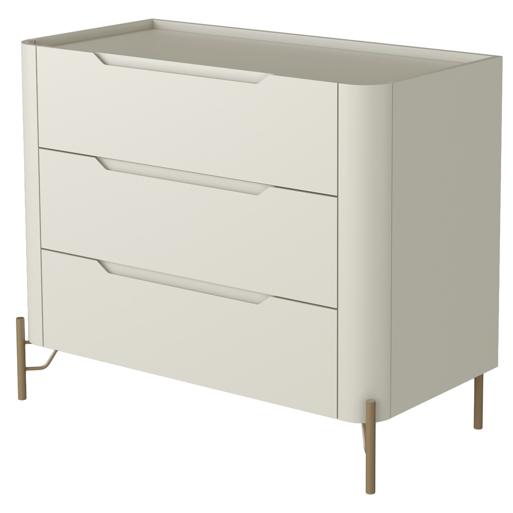 Cômoda Para Quarto Closet Orgânica 3 Gavetas Pés Industrial Dourado Bliss I03 Luna - Lyam Decor