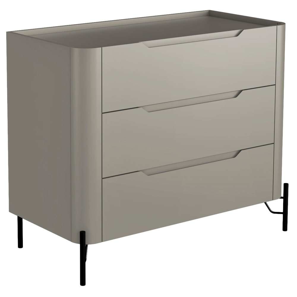 Cômoda Para Quarto Closet Orgânica 3 Gavetas Pés Industrial Preto Bliss I03 Grigio - Lyam Decor