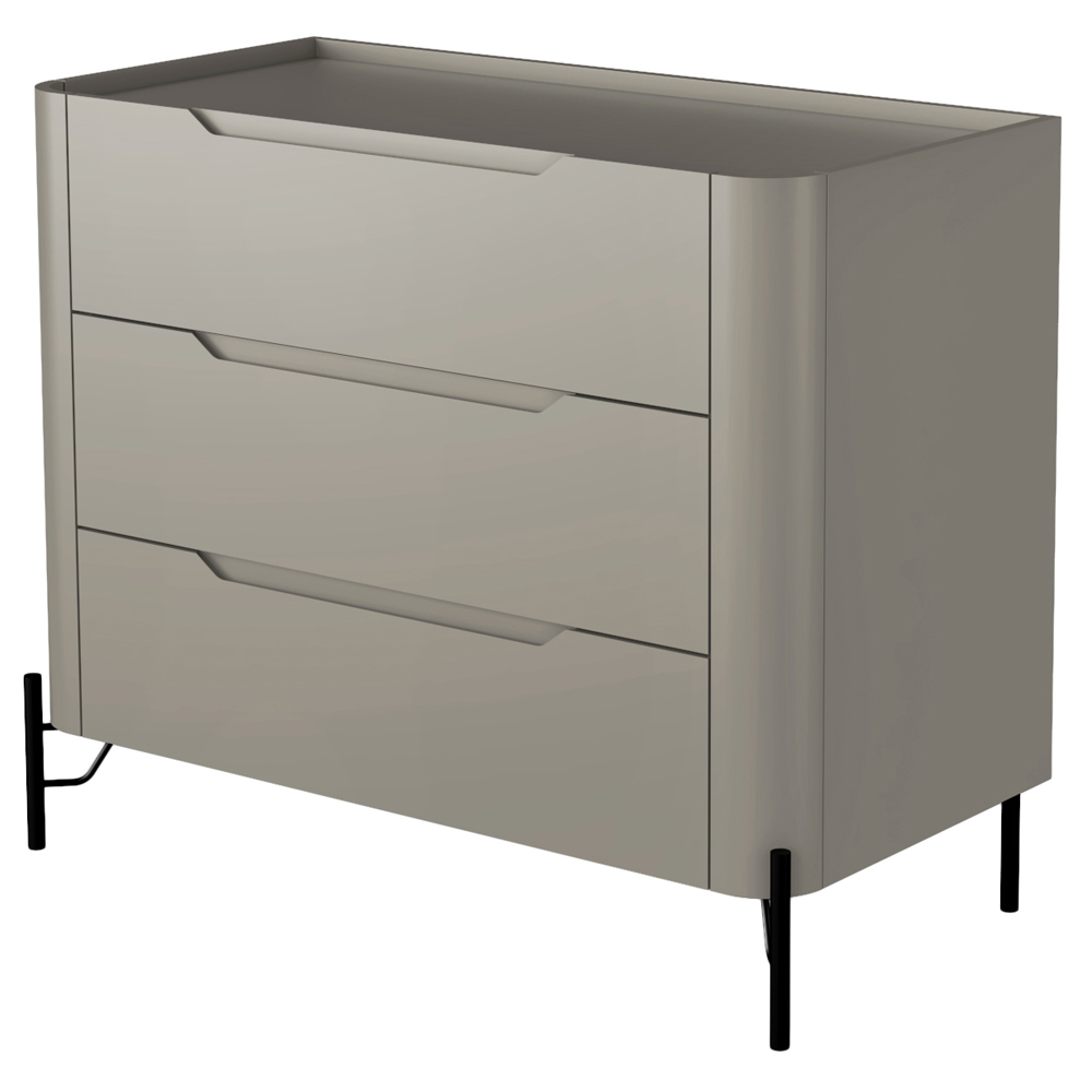 Cômoda Para Quarto Closet Orgânica 3 Gavetas Pés Industrial Preto Bliss I03 Grigio - Lyam Decor