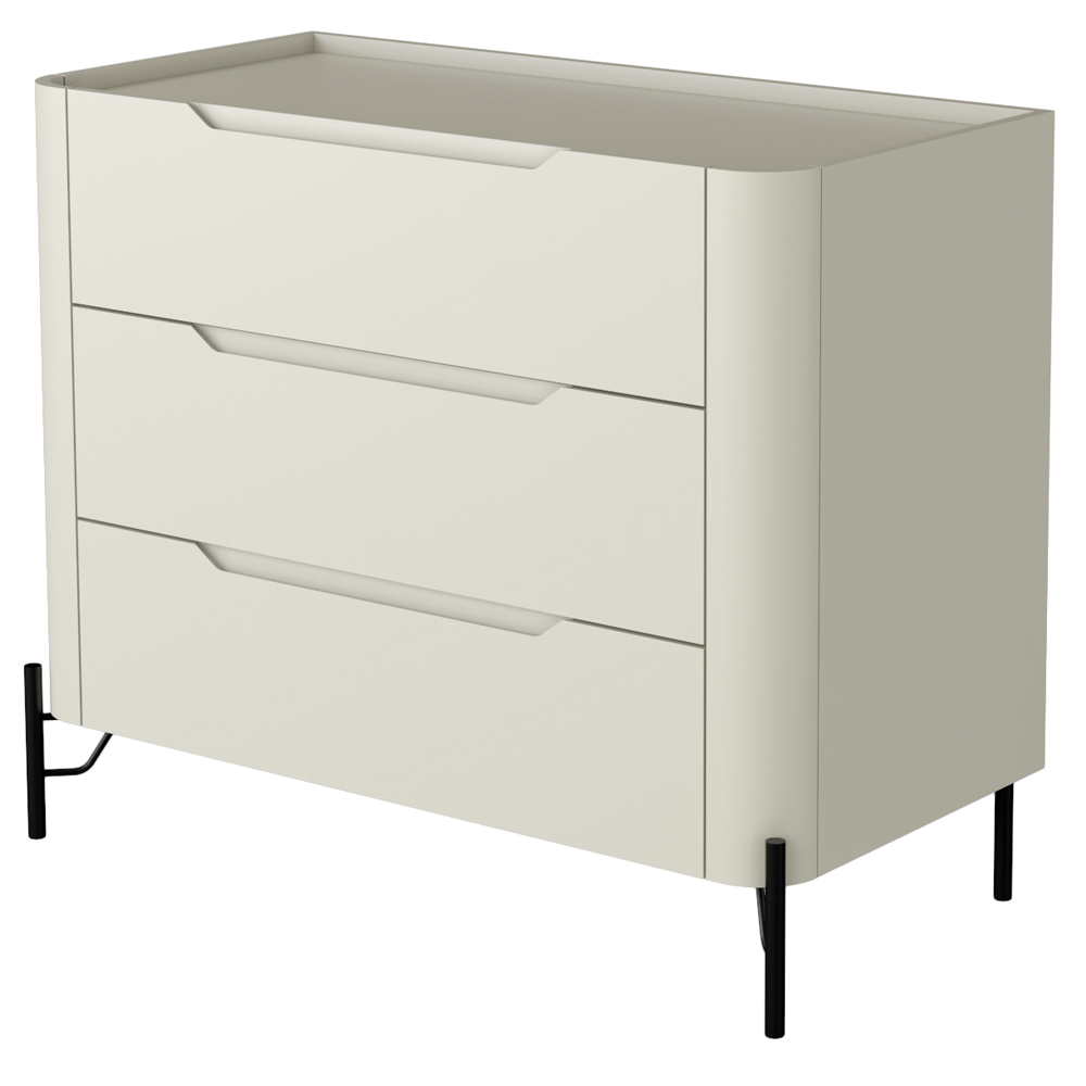 Cômoda Para Quarto Closet Orgânica 3 Gavetas Pés Industrial Preto Bliss I03 Luna - Lyam Decor