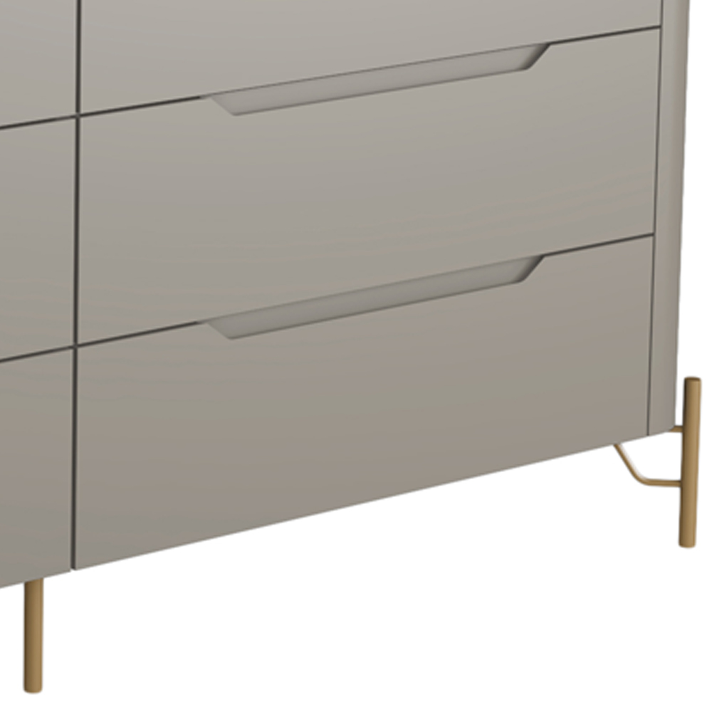 Cômoda Para Quarto Closet Orgânica 6 Gavetas Pés Industrial Dourado Bliss I03 Grigio - Lyam Decor