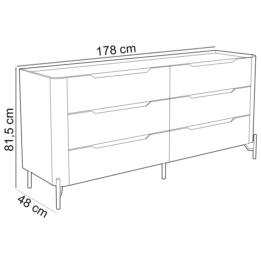 Cômoda Para Quarto Closet Orgânica 6 Gavetas Pés Industrial Dourado Bliss I03 Musgo - Lyam Decor