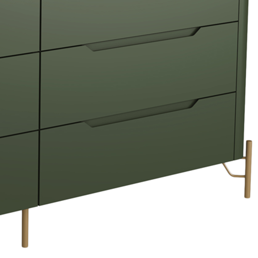 Cômoda Para Quarto Closet Orgânica 6 Gavetas Pés Industrial Dourado Bliss I03 Musgo - Lyam Decor